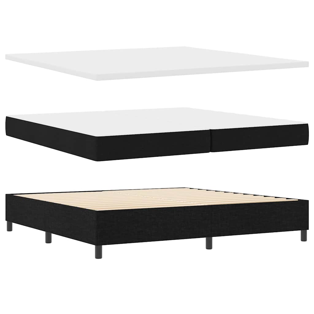 Box spring seng med madras Sort 200 x 200 cm Stof