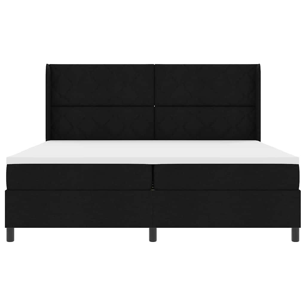 Box spring seng med madras Sort 200 x 200 cm Stof