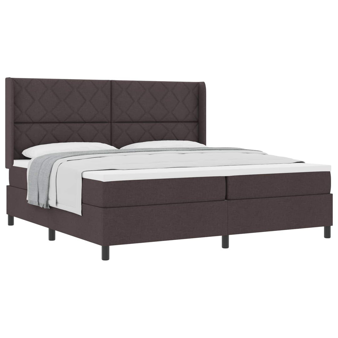 Box spring seng med madras Mørk Brun 200 x 200 cm Stof