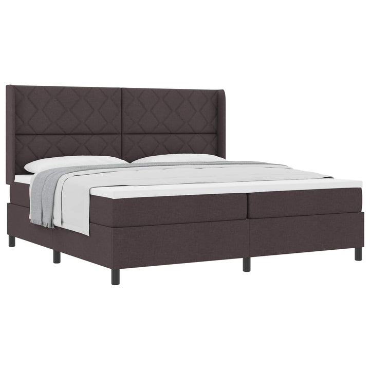 Box spring seng med madras Mørk Brun 200 x 200 cm Stof