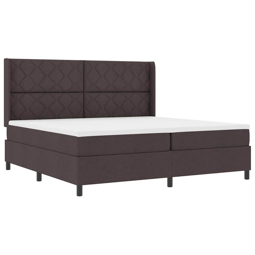 Box spring seng med madras Mørk Brun 200 x 200 cm Stof