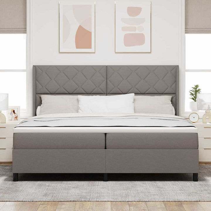 Box spring seng med pude Gråbrun 200 x 200 cm Stof