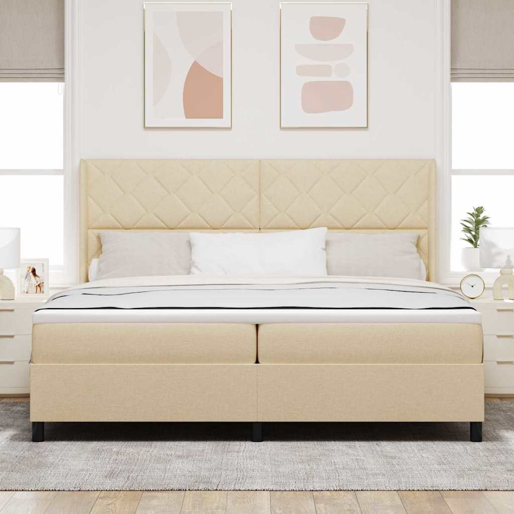 Box spring seng med madras Creme 200 x 200 cm Stof