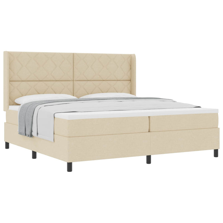 Box spring seng med madras Creme 200 x 200 cm Stof