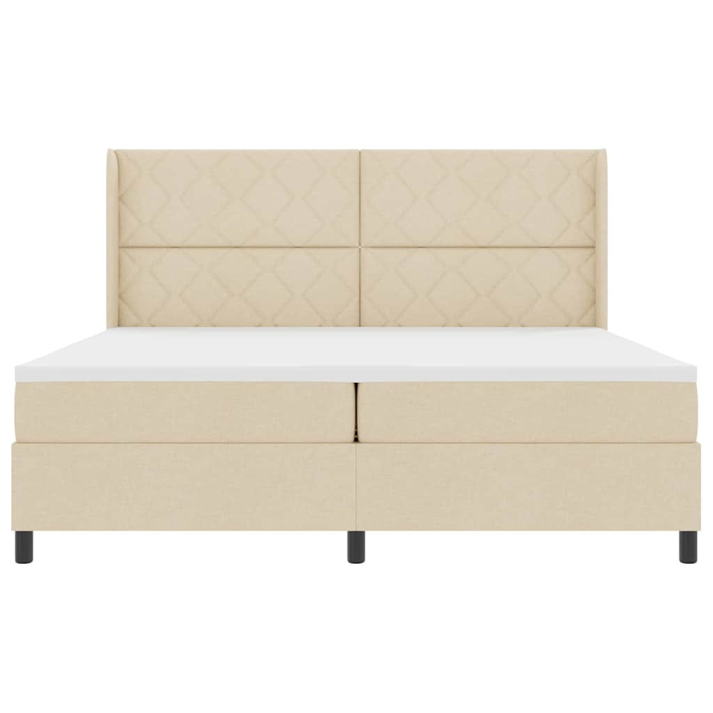 Box spring seng med madras Creme 200 x 200 cm Stof
