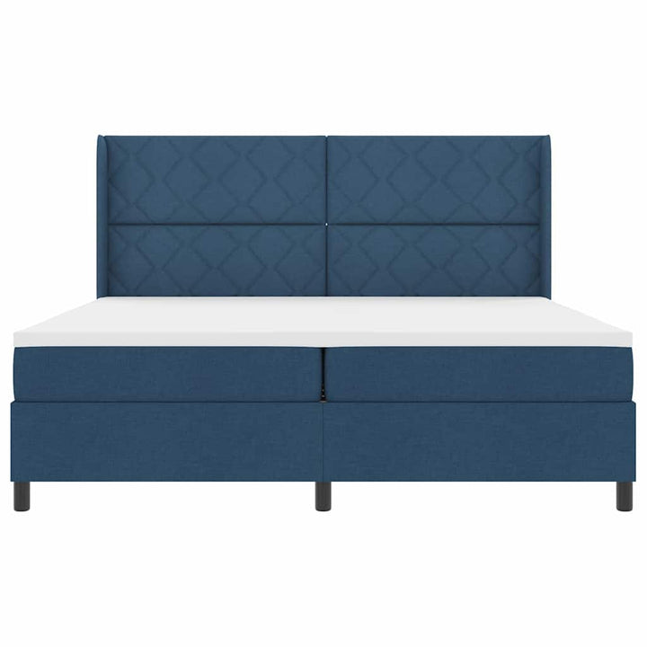 Box spring seng med madras med hovedgærde Blå 200 x 200 cm Stof
