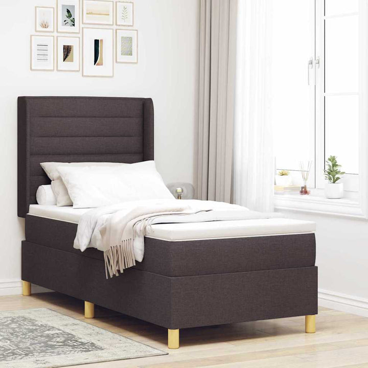 Box spring seng med madras Mørk Brun 80 x 200 cm Stof