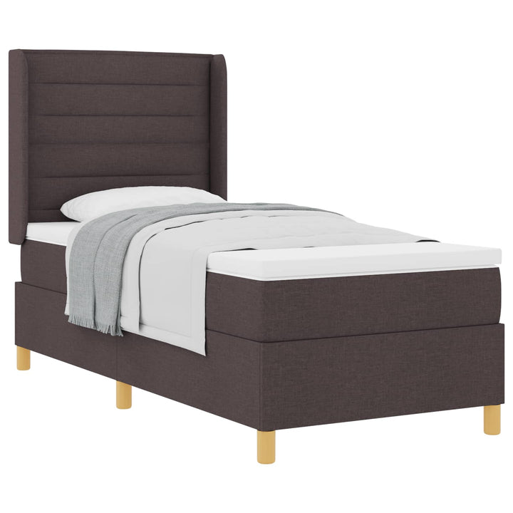 Box spring seng med madras Mørk Brun 80 x 200 cm Stof