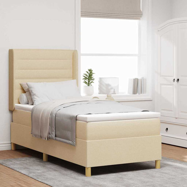 Box spring seng med madras Creme 80 x 200 cm Stof