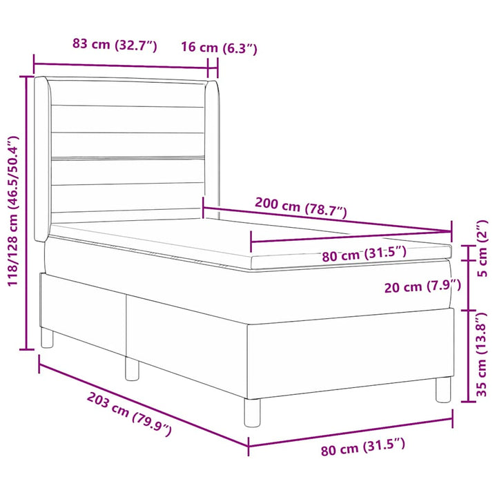 Box spring seng med madras Creme 80 x 200 cm Stof