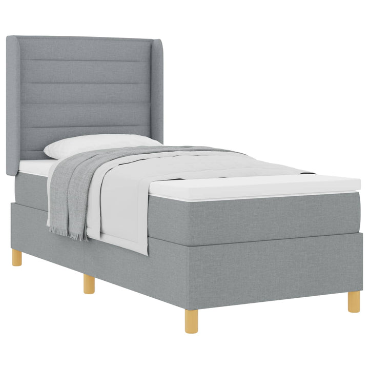 Box spring seng med madras Lysegrå 90 x 190 cm Stof