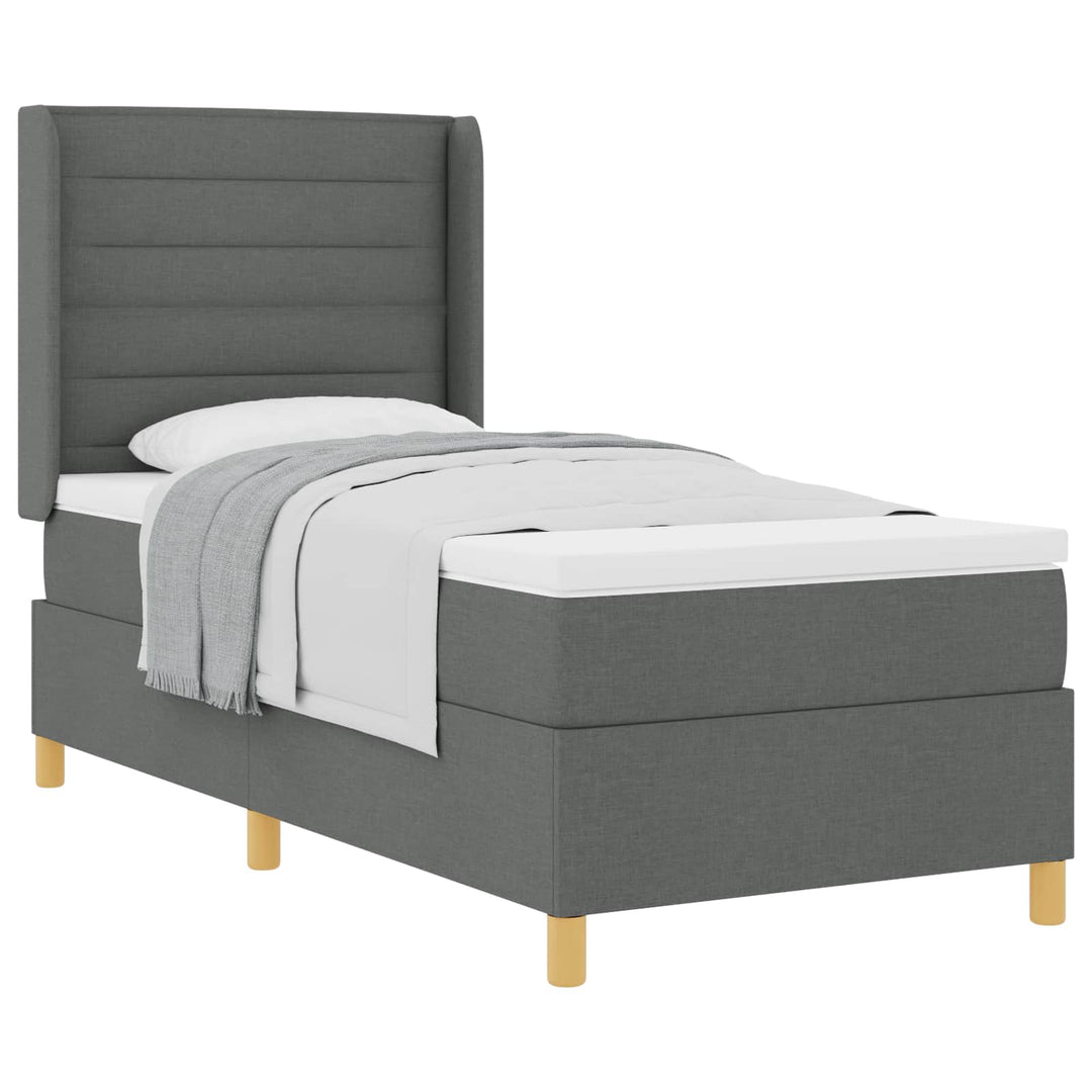 Box spring seng med madras Mørkegrå 90 x 190 cm Stof