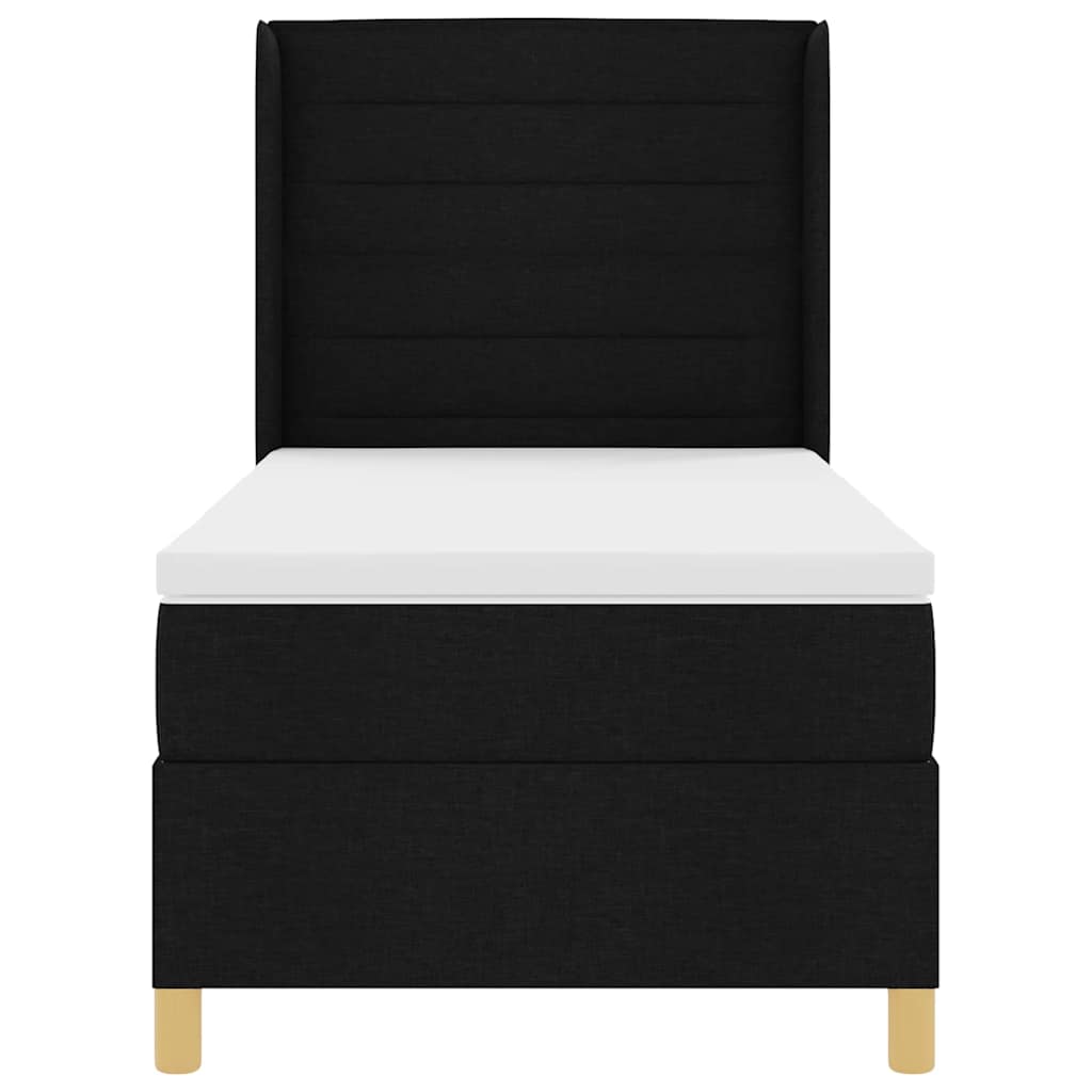 Box spring seng med madras med hovedgærde Sort 90 x 190 cm Stof