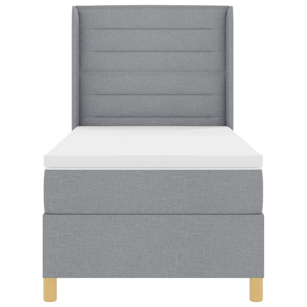 Box spring seng med madras Lysegrå 90 x 200 cm Stof