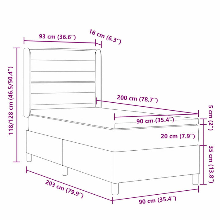 Box spring seng med madras Mørkegrå 90 x 200 cm Stof