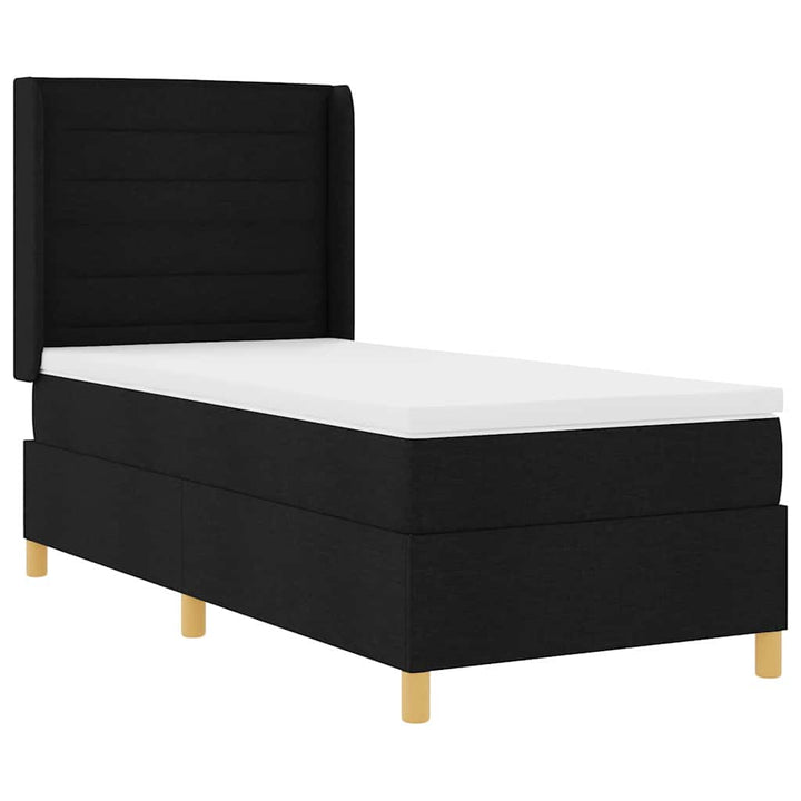 Box spring seng med madras med hovedgærde Sort 90 x 200 cm Stof