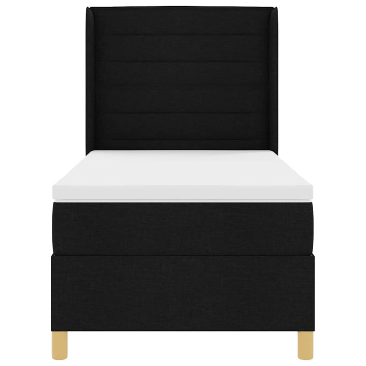 Box spring seng med madras med hovedgærde Sort 90 x 200 cm Stof