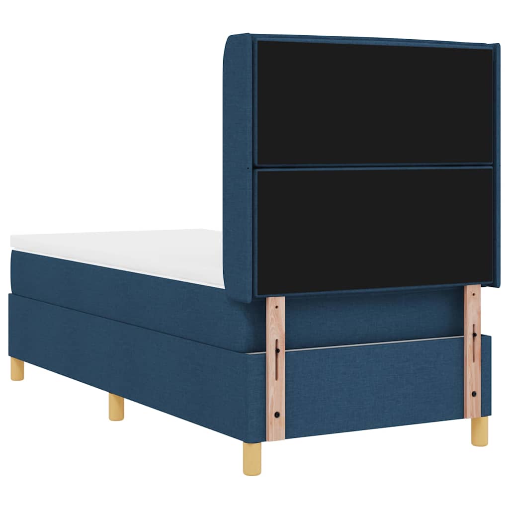 Box spring seng med madras med hovedgærde Blå 90 x 200 cm Stof