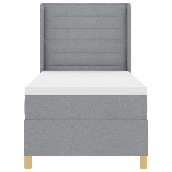 Boks-madrasseng med madras Lysegrå 100 x 200 cm Stof