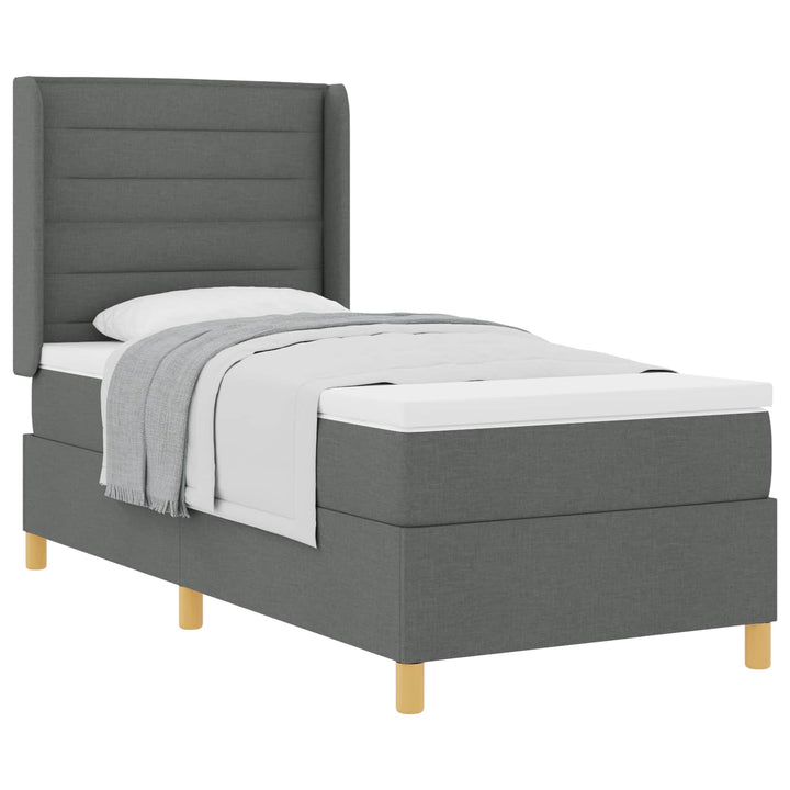 Box spring seng med madras Mørkegrå 100 x 200 cm Stof