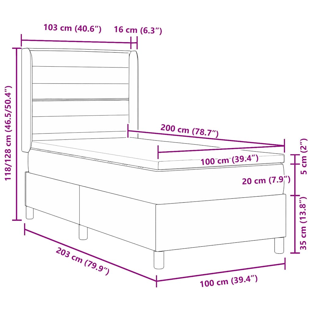 Box spring seng med madras Gråbrun 100 x 200 cm Stof