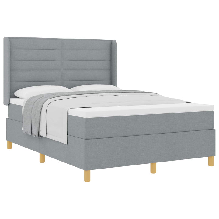 Box spring seng med madras Lysegrå 140 x 190 cm Stof