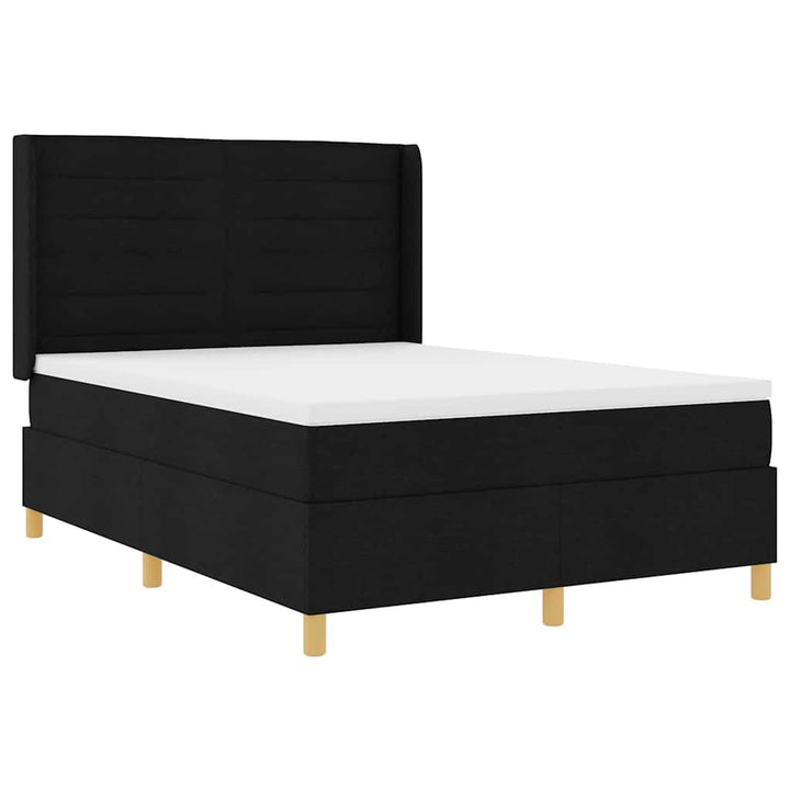 Box spring seng med madras Sort 140 x 190 cm Stof
