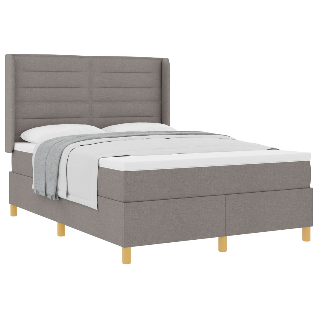 Box spring seng med madras Gråbrun 140 x 190 cm Stof