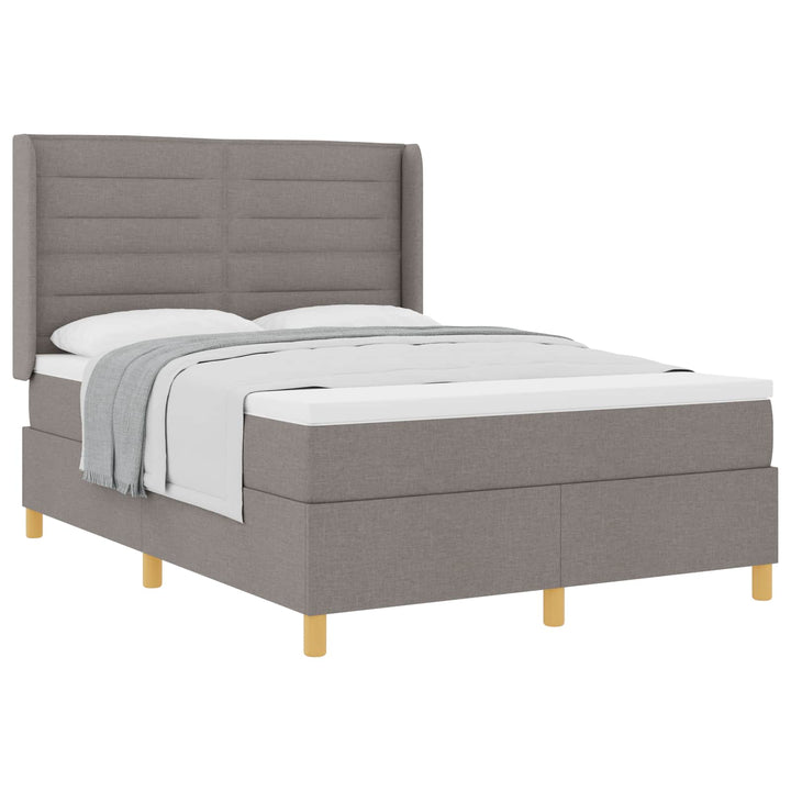 Box spring seng med madras Gråbrun 140 x 190 cm Stof