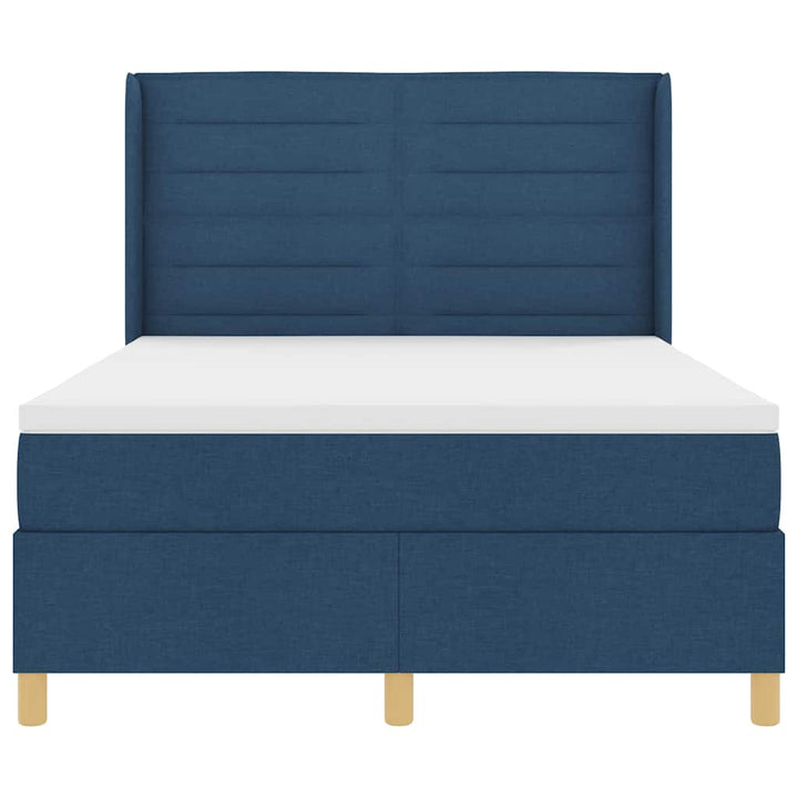 Box spring seng med madras med hovedgærde Blå 140 x 190 cm Stof