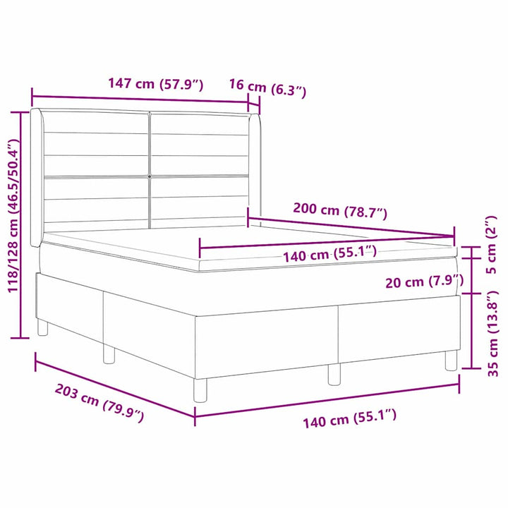 Box spring seng med madras Lysegrå 140 x 200 cm Stof