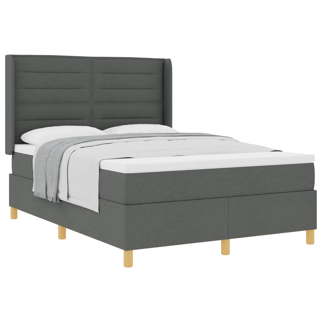 Box spring seng med madras Mørkegrå 140 x 200 cm Stof
