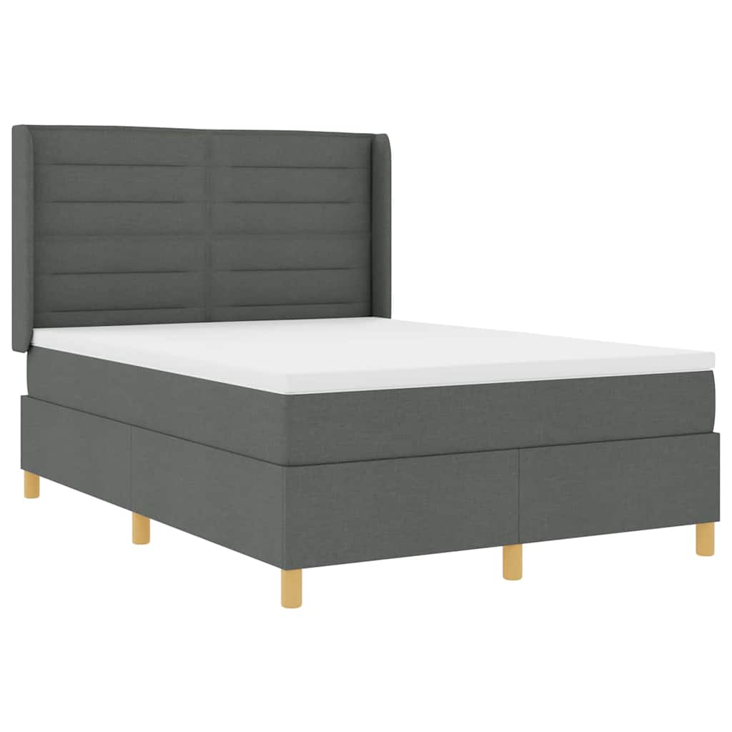 Box spring seng med madras Mørkegrå 140 x 200 cm Stof
