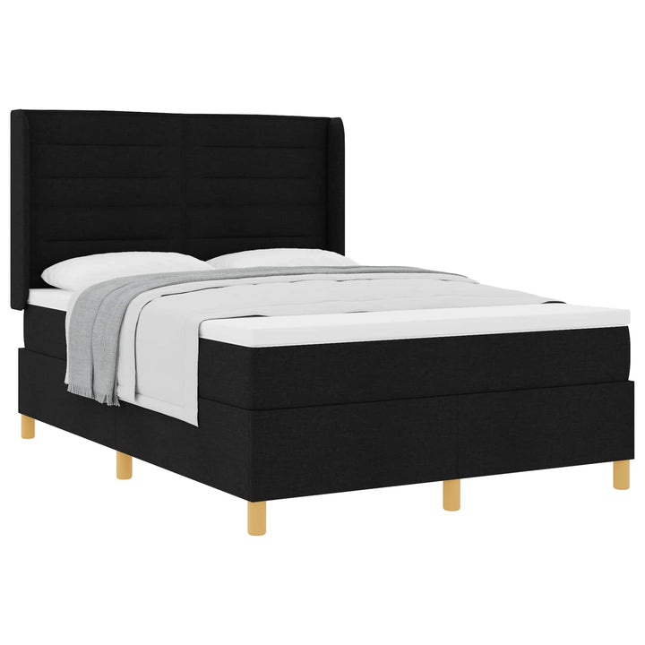 Box spring seng med madras Sort 140 x 200 cm Stof