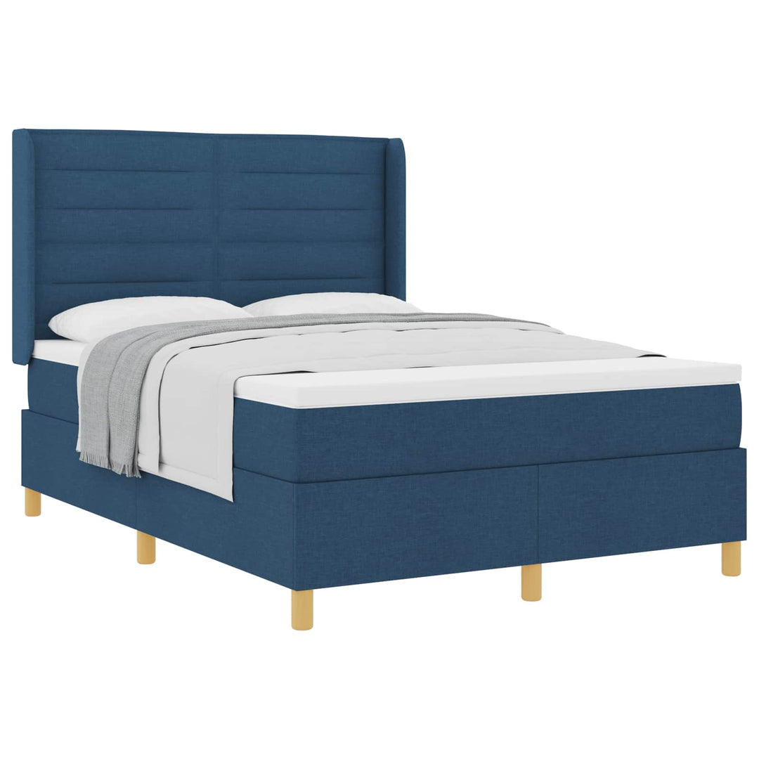 Box spring seng med madras med hovedgærde Blå 140 x 200 cm Stof