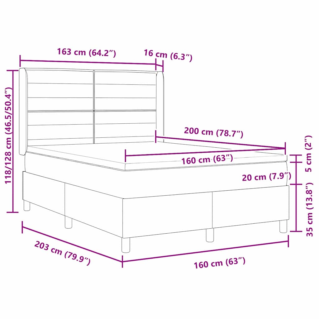 Box spring seng med madras Lysegrå 160 x 200 cm Stof