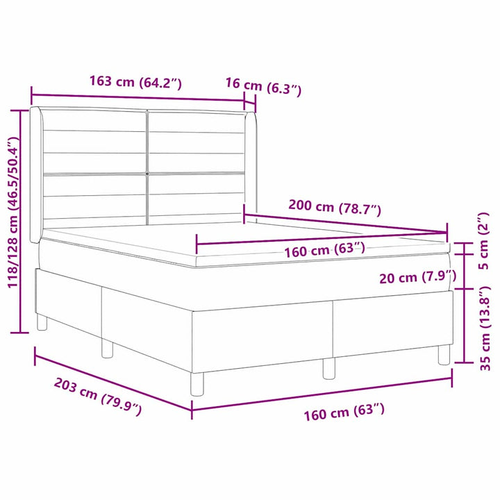 Box spring seng med madras Mørkegrå 160 x 200 cm Stof