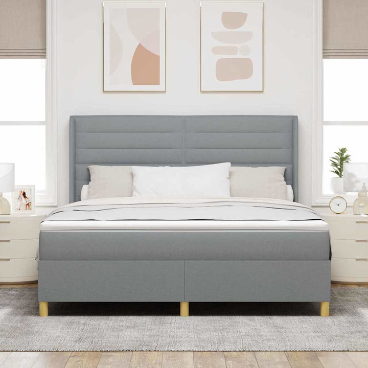 Box spring seng med madras Lysegrå 180 x 200 cm Stof