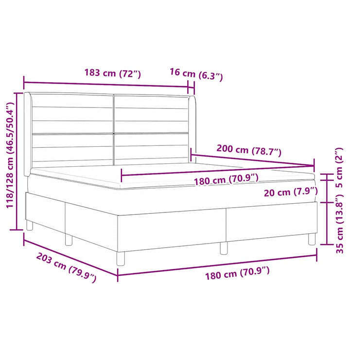 Box spring seng med madras Lysegrå 180 x 200 cm Stof