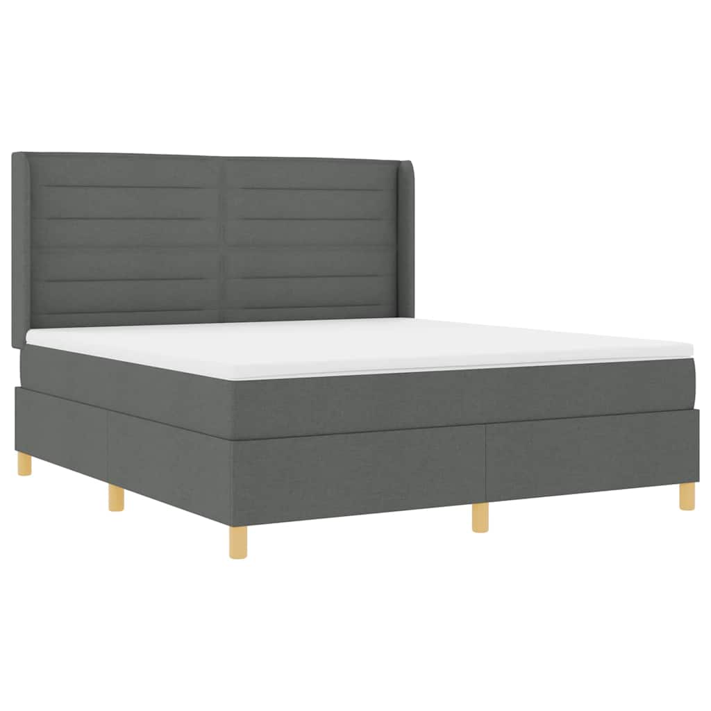 Box spring seng med madras Mørkegrå 180 x 200 cm Stof