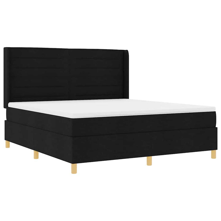 Box spring seng med madras Sort 180 x 200 cm Stof