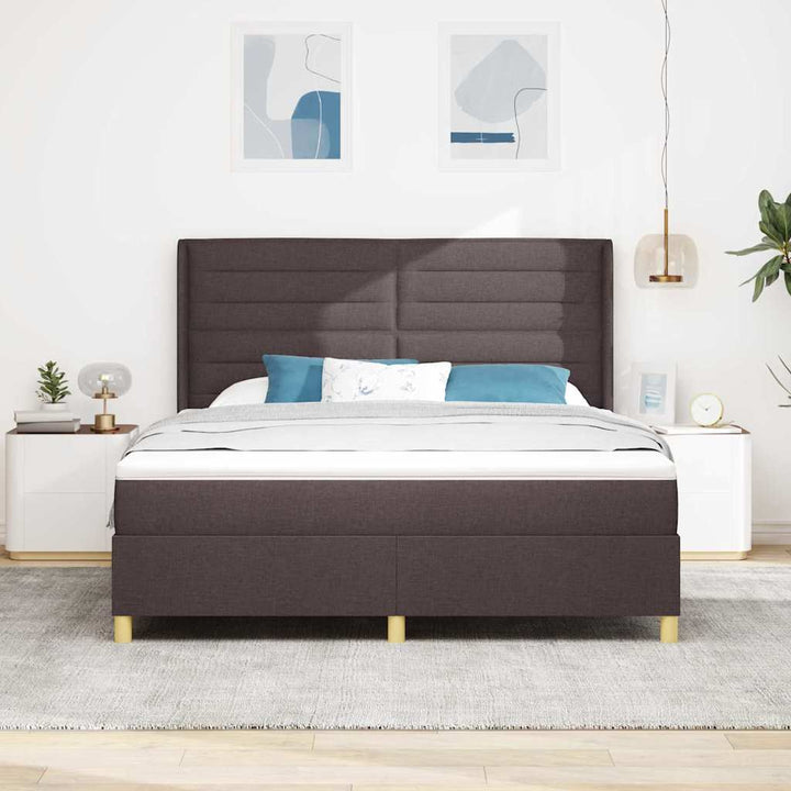 Box spring seng med madras Mørk Brun 180 x 200 cm Stof