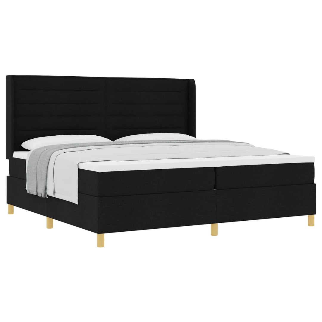 Box spring seng med madras Sort 200 x 200 cm Stof