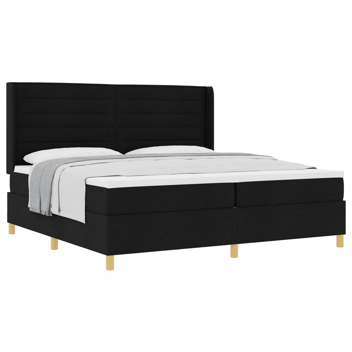 Box spring seng med madras Sort 200 x 200 cm Stof