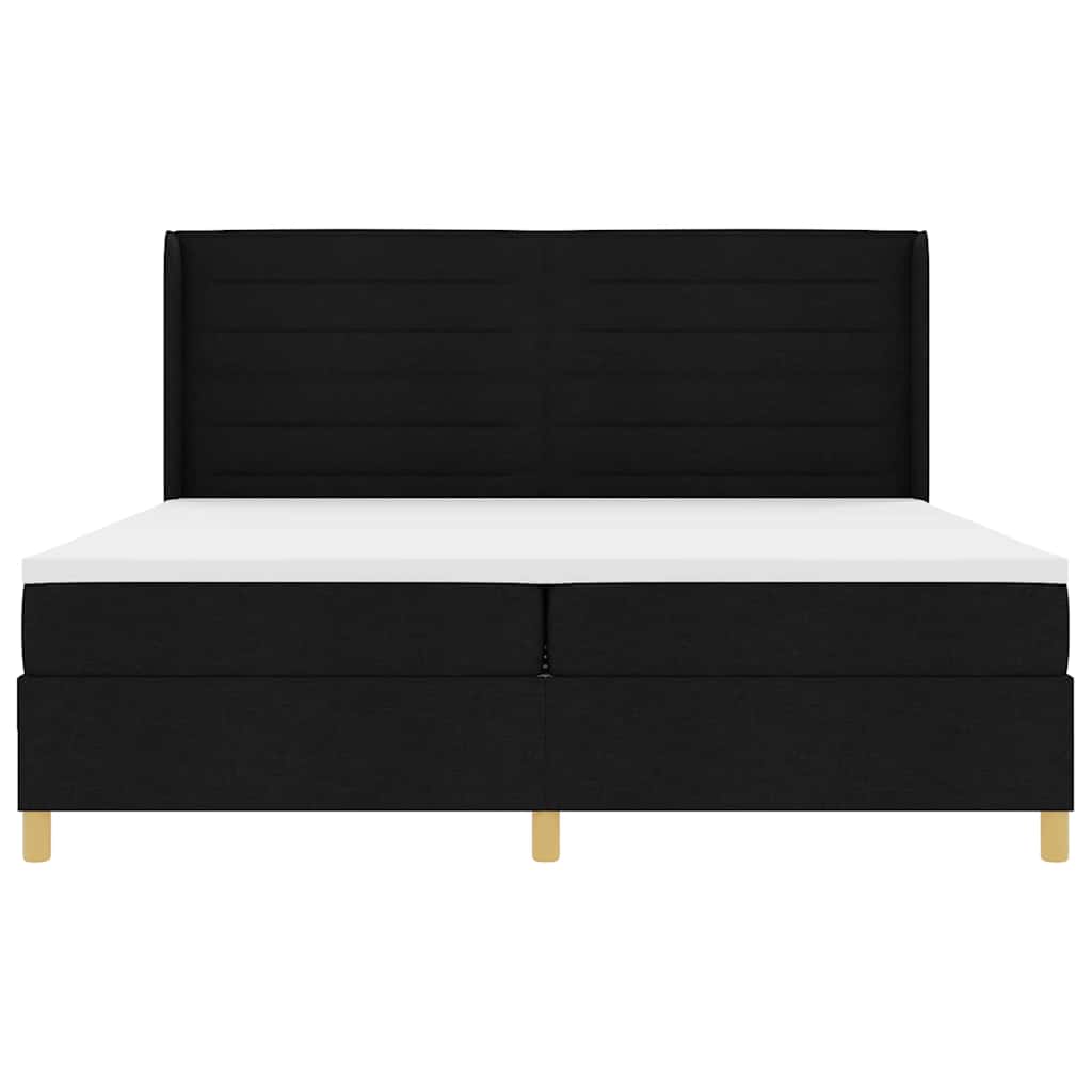 Box spring seng med madras Sort 200 x 200 cm Stof