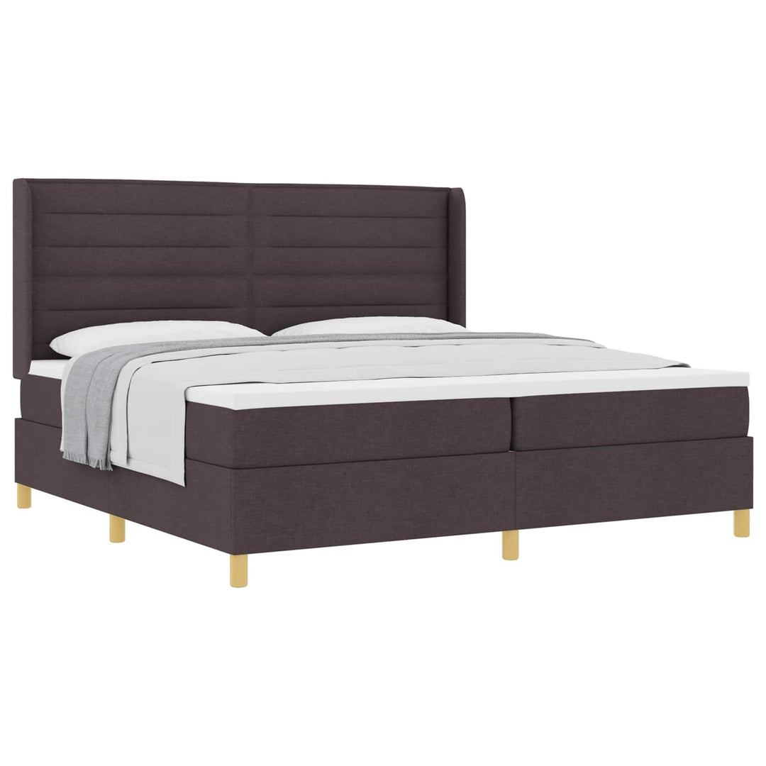 Box spring seng med madras Mørk Brun 200 x 200 cm Stof