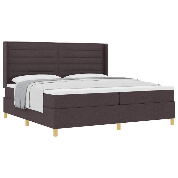 Box spring seng med madras Mørk Brun 200 x 200 cm Stof