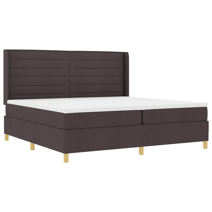 Box spring seng med madras Mørk Brun 200 x 200 cm Stof
