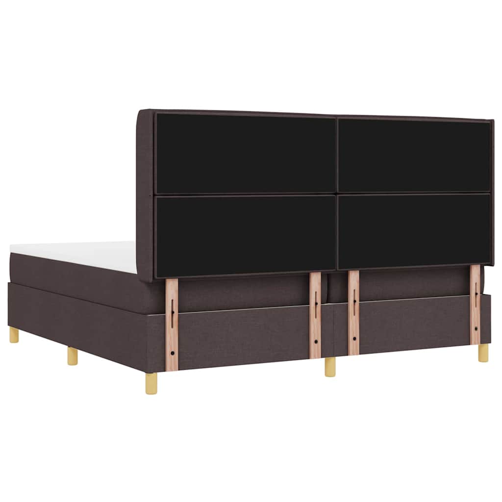 Box spring seng med madras Mørk Brun 200 x 200 cm Stof