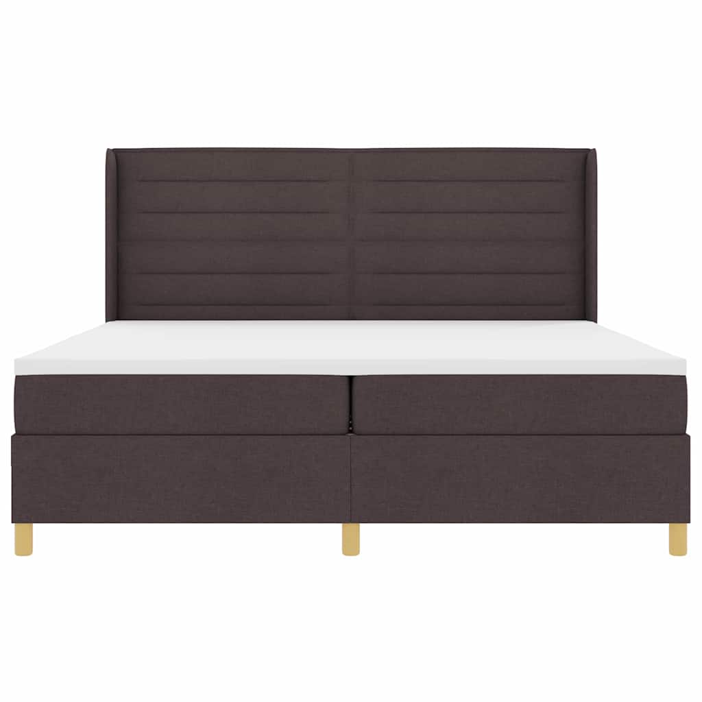 Box spring seng med madras Mørk Brun 200 x 200 cm Stof